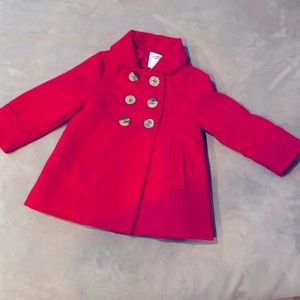 Adorable toddler red peacoat